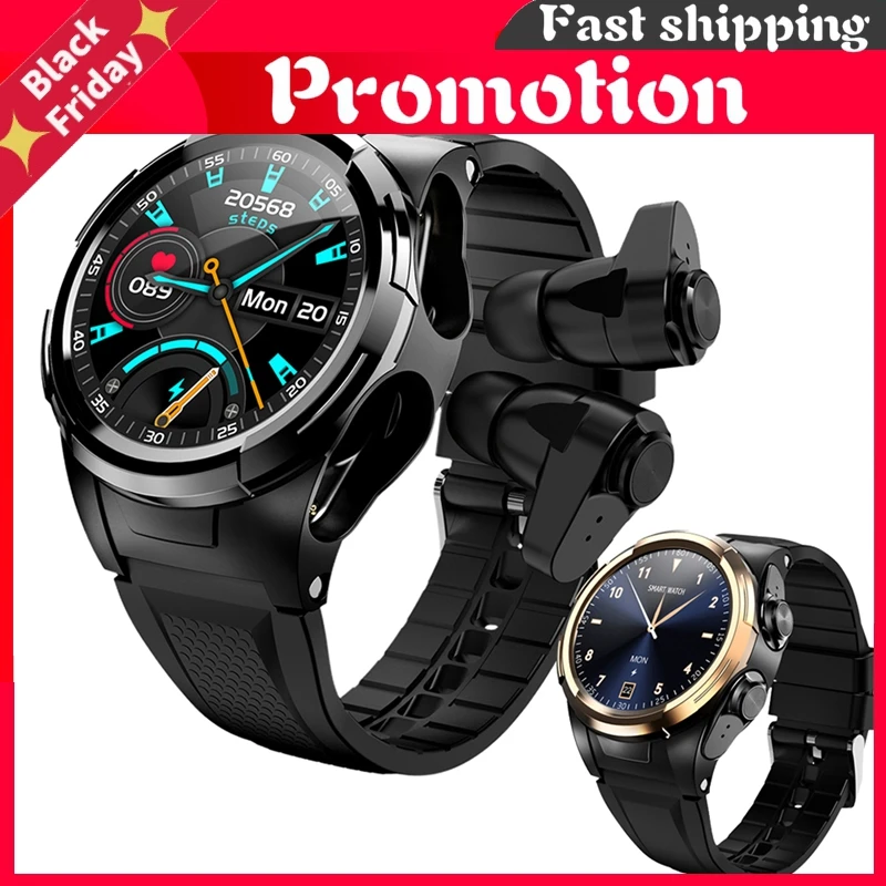 US $192.00 2020 Smart Watch Bluetooth Earphone 2In1 Heart Rate Blood Pressure Monitor Sport Smartwatch Fitness clock for Android IOS