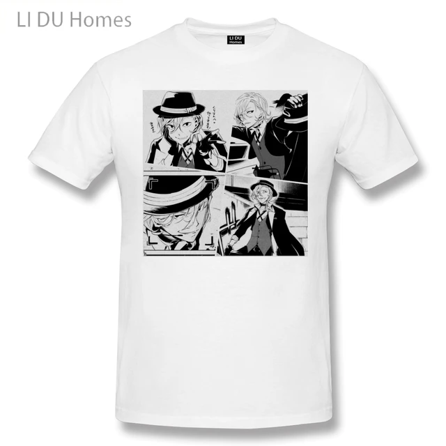 Manga Panels Chuuya Nakahara Bungou Stray Dogs Anime T Shirt Women Man's T-shirt Cotton Summer Tshirts Short Sleeve Graphics Tee white