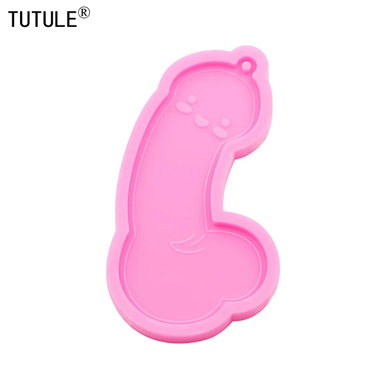 Shiny penis resin key chain Tag mold penis chocolate fondant mold DIY Polymer Clay Pendant Willy Jewellery Silicone Mould