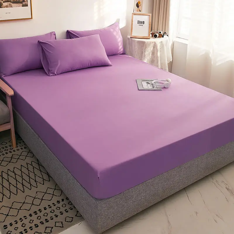 Bonenjoy 1pc Purple Bed Sheet Queen Size funda nordica cama 135 Fitted Sheet King Sheet on Elastic 180x200(without pillowcase 6