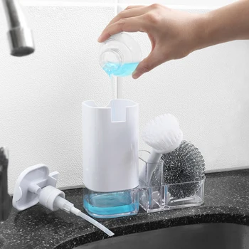

4pcs/set ABS Accessories Soap Dispenser Sponge Holder Multifunctional Kitchen Sink Countertop Organizer Storage Box Wire Ball