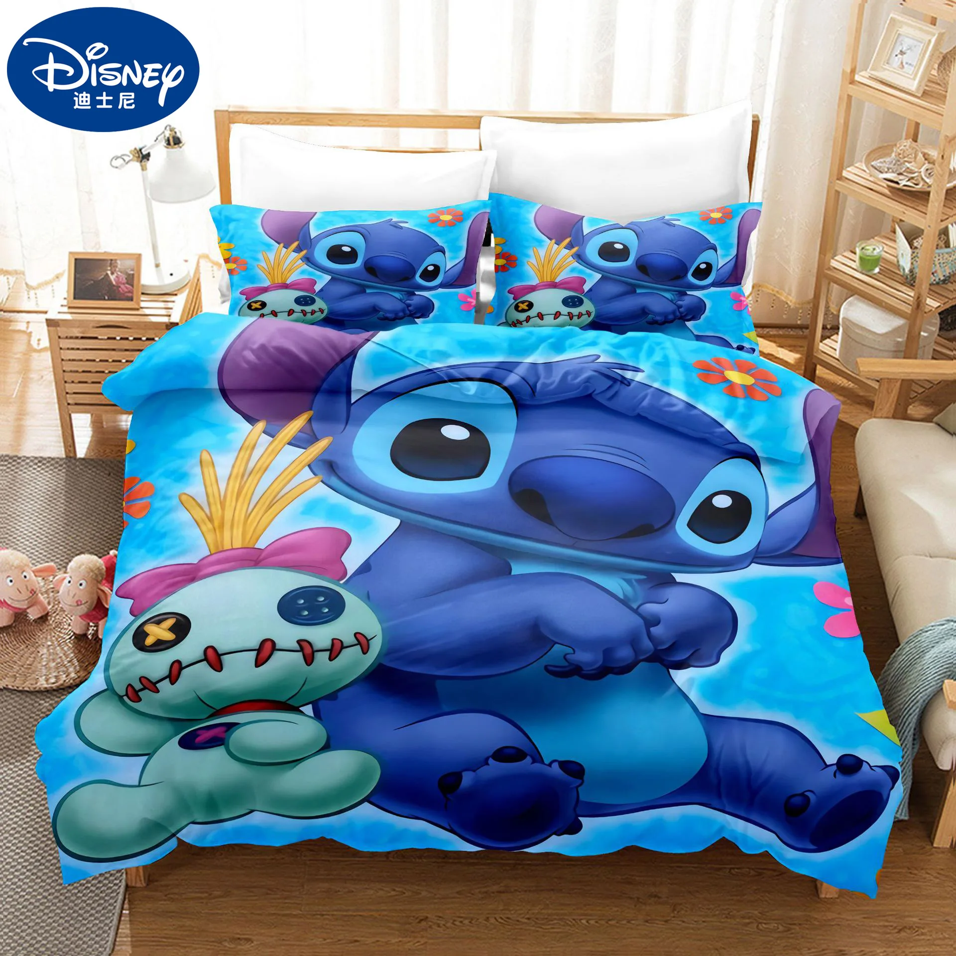 Комплект постельного белья Disney Stitch простыня наволочка мультяшное покрывало