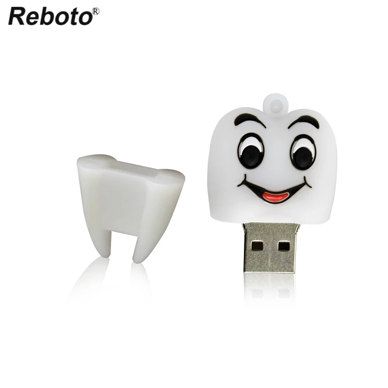 Cartoon USB Pendrive 64GB 32GB 16GB 8GB Funny Smile Tooth Flash Drive Memory Stick USB 2.0 PC Pen Drive For Files Storage