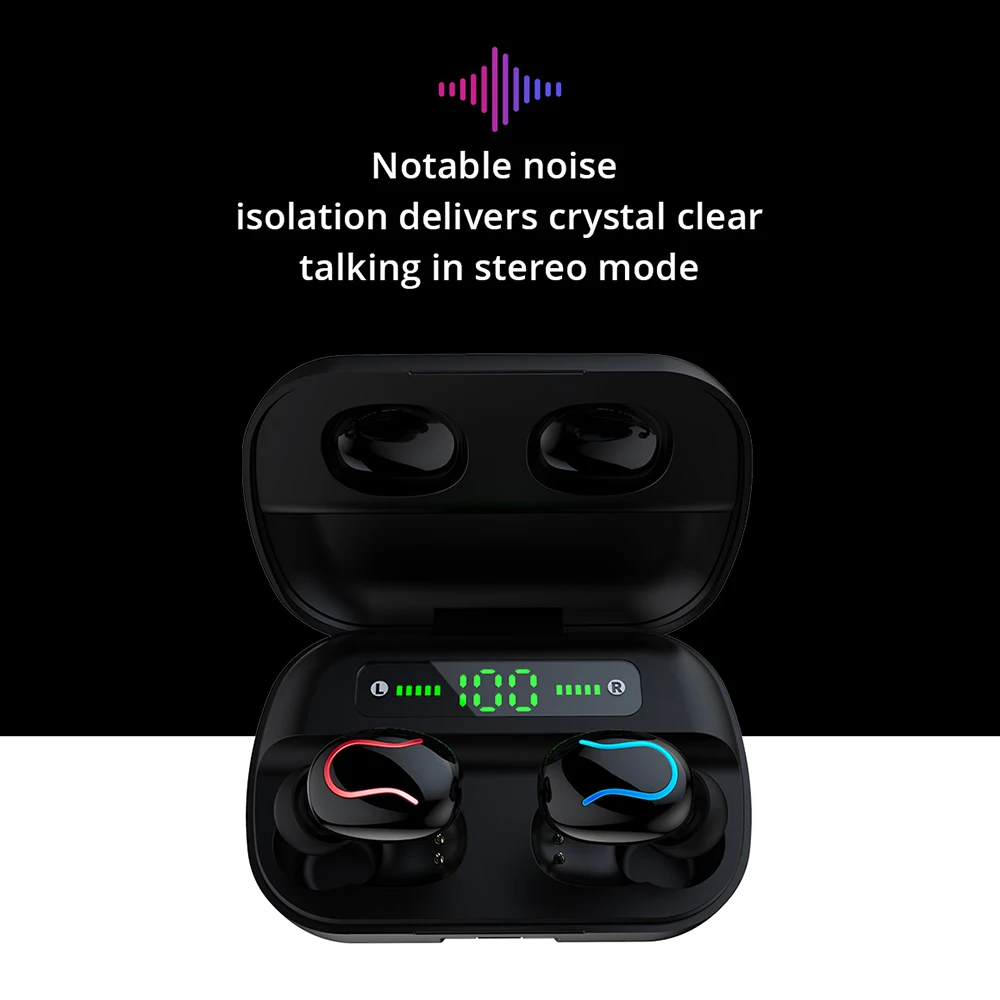 Electric quantity display wireless earphones tws headphones Music Stereo 5 0Bluetooth Headsets Earbuds With 2600mah charger case