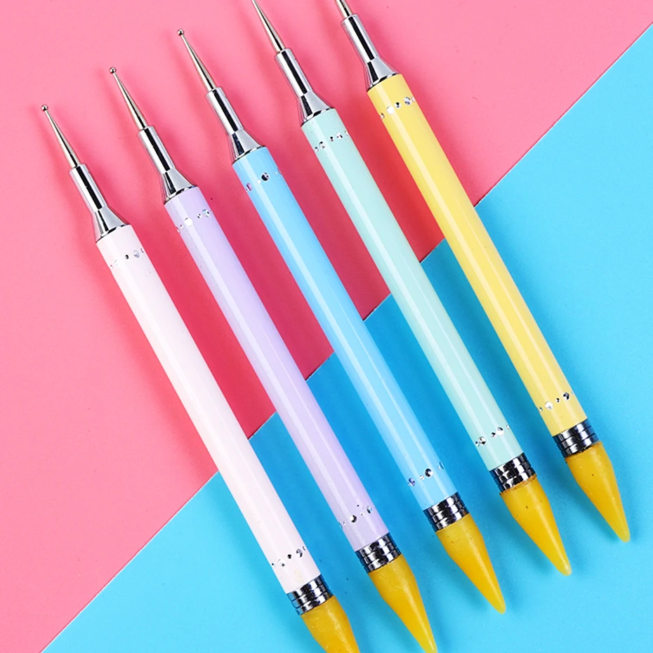 1 шт. восковая ручка Dots инструменты для дизайна ногтей 5 цветов двойной размер инструмент для накладывания лака для ногтей волнистый карандаш для страз точка для маникюра LE046