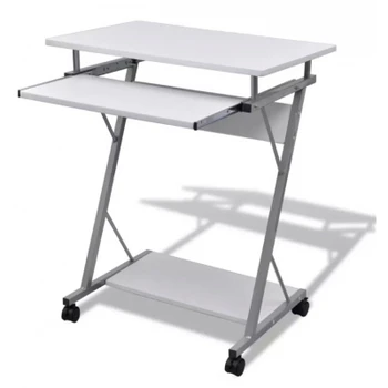 

Computer Desk Pull Out Tray White Furniture Office Student Table