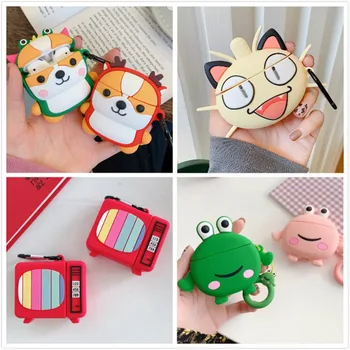 

Headphone Case For Apple Airpods 2 Case Cute Bear 3D Cartoon Cat Dog Silicone Protector Cover For Airpods Case Accessories Bag