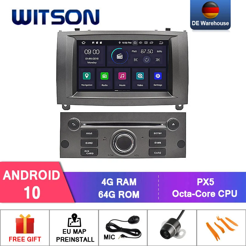 Германия запас! WITSON для 4 + 64 ГБ Автомобильный DVD GPS PEUGEOT 407 Android 10 0 IPS экран Радио 8