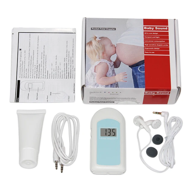 Doppler fœtal de poche portatif moniteur de rythme cardiaque pour bébé,  gel, écouteurs, ce babysound b grossesse bébé fœtus enregistreur