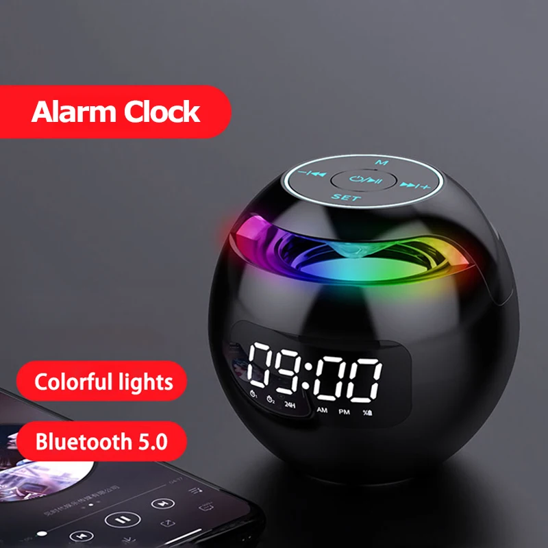 Будильник со светодиодным дисплеем умный динамик bluetooth FM-радио красочные огни