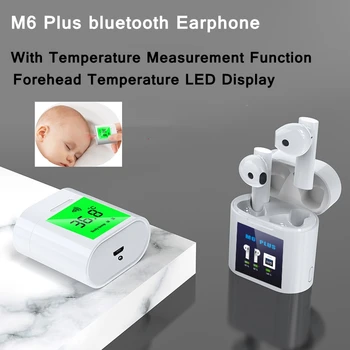 

LEORY 2020 M6 Plus 2 In1 TWS Body Temperature Measurement Wireless Bluetooth 5.0 Earphones Waterproof HiFi Sound Gaming Earbuds