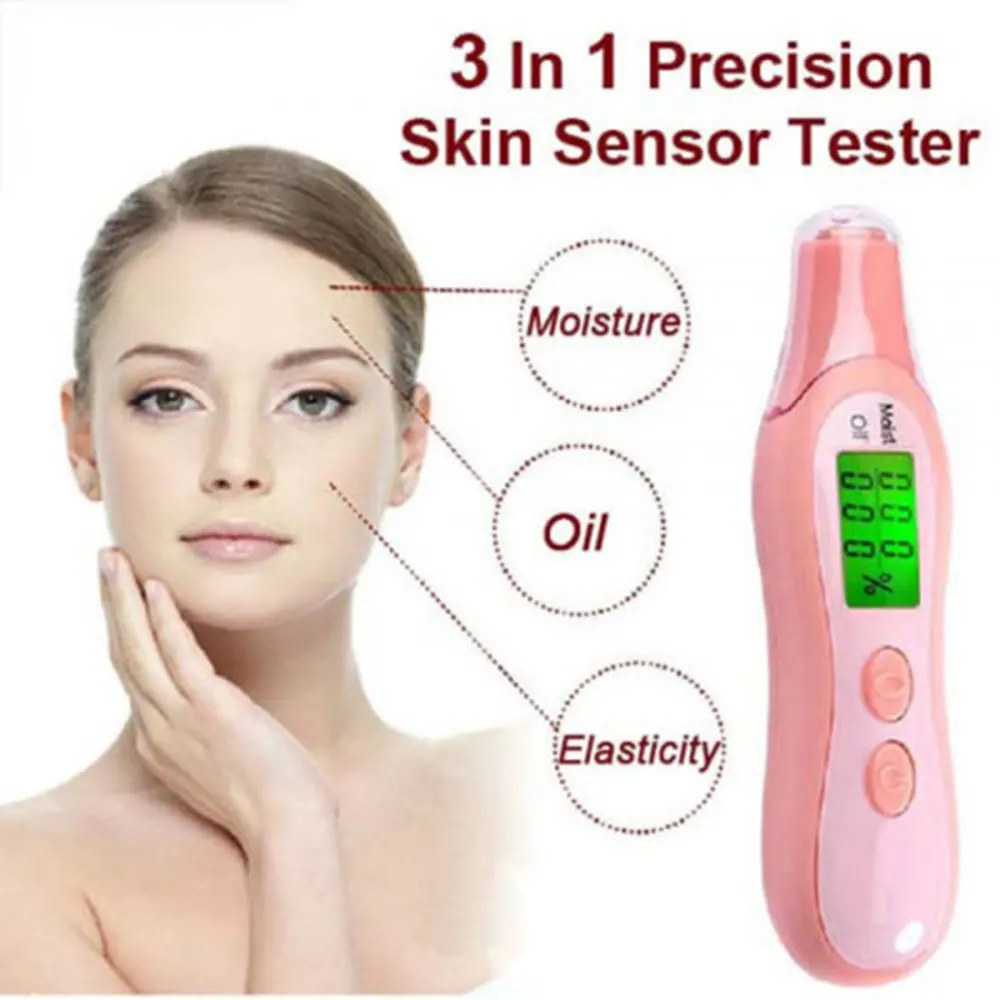 

Facial Analyzer Face Care Tool Beauty Instrument LCD Display 2 Colors Compact Precision Digital Hand Back Water Oil Analysis