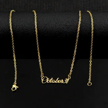 

Personalized Custom Gold Color Chains Stainless Steel Name Necklace Pendant Nameplate Necklace For Party Wedding Gift