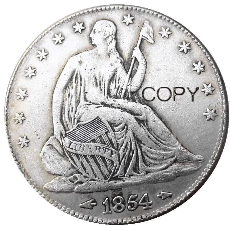США 1854 P/O Liberty сидя половина доллара Посеребренная копия монет