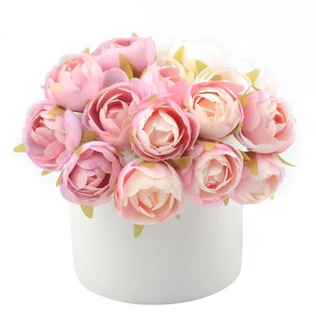 

6pcs/bouquet Tea Roses Bouquet for Christmas Home Wedding Decoration Cheap Fake artificial Silk Flowers For Crafting