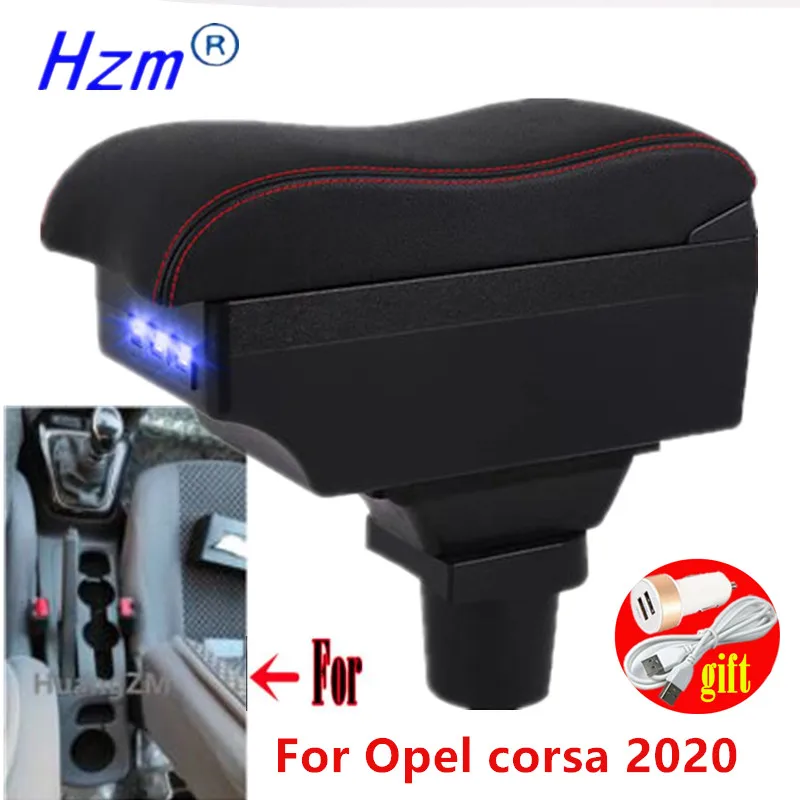 For Opel corsa Armrest box 2020 Car Interior parts Storage car accessorie with USB LED Charging | Автомобили и мотоциклы
