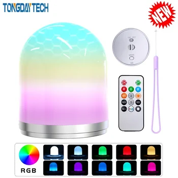 

Tongdaytech RGB LED Bedside Night Light USB Atmosphere Lamp For Bedroom Home Decor Table Lamp with Remote Colorful Camping Light