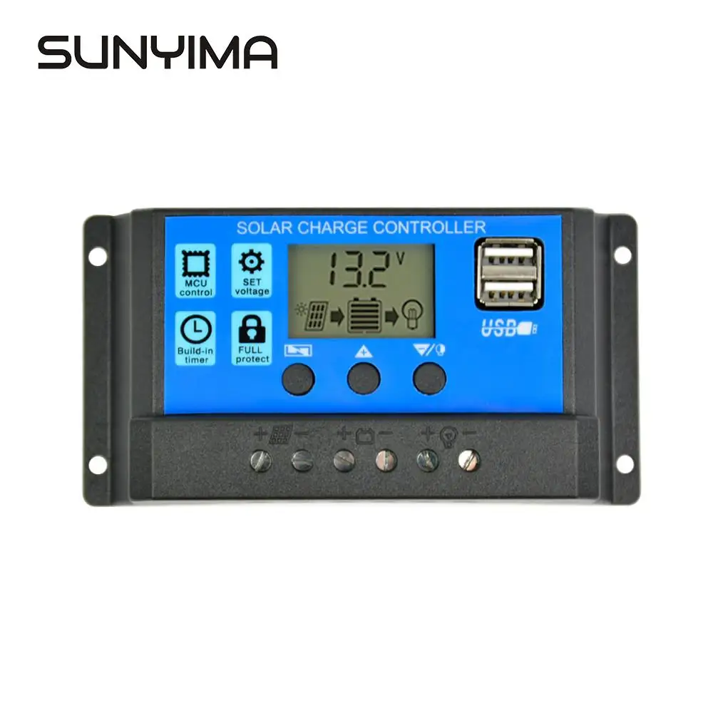 SUNYIMA Солнечный Контроллер заряда 12 в 24 В 20A 30A 50A автоматический регулятор солнечной панели контроллер USB 5 в ЖК-дисплей