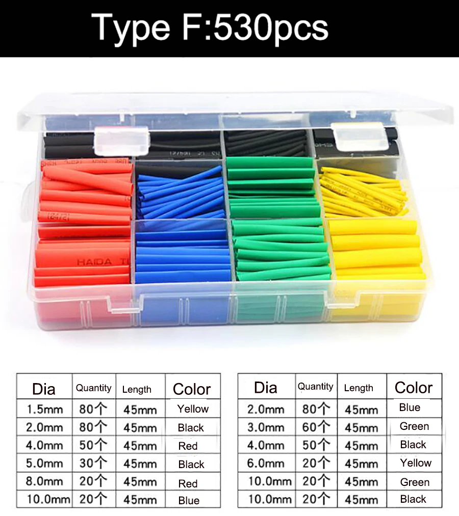 Type F EClyxun 8 Тип красочные термоусадочные трубки Соотношение 2:1 DIY ремонт провода передачи данных линия Plug Электронный компонент защиты трубки - Цвет: Type F