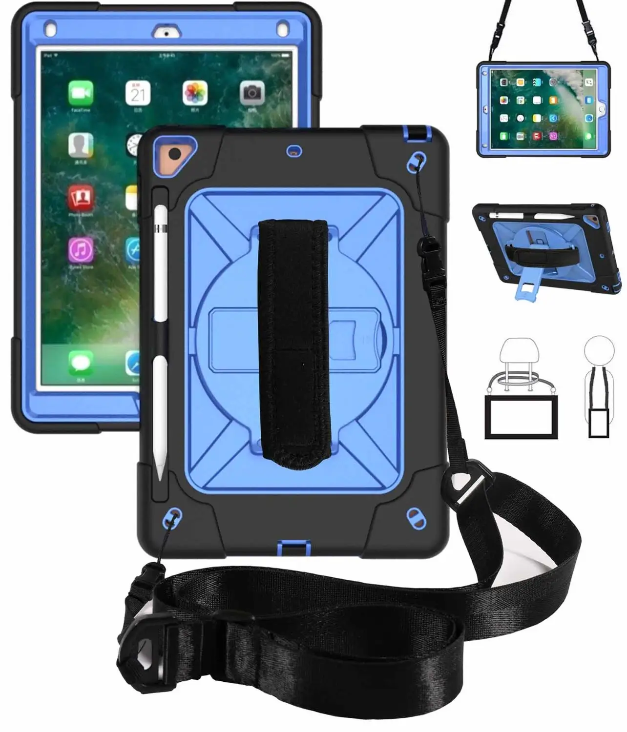 6 Для Coque iPad Air 2 чехол 3 слоя сверхпрочный Прочный противоударный силиконовый ремешок чехол-подставка для iPad Air 2 9,7 чехол - Цвет: 6