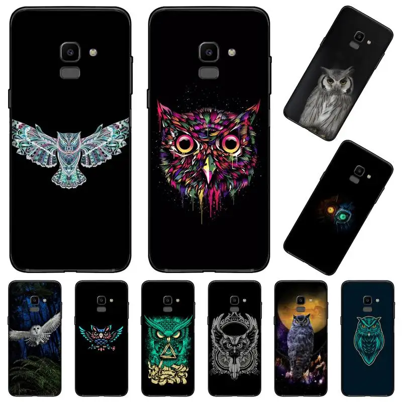 Хит милый чехол для телефона из ТПУ с рисунком совы черный корпус Samsung Galaxy J2 J4 J5 J6 J7