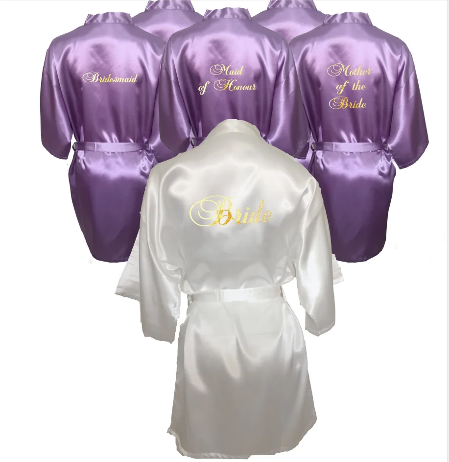 personalise Bride robe satin bathrobe custom Bridesmaid rose gold brithday Party dress robe,sister of the groom kimono sleepwear