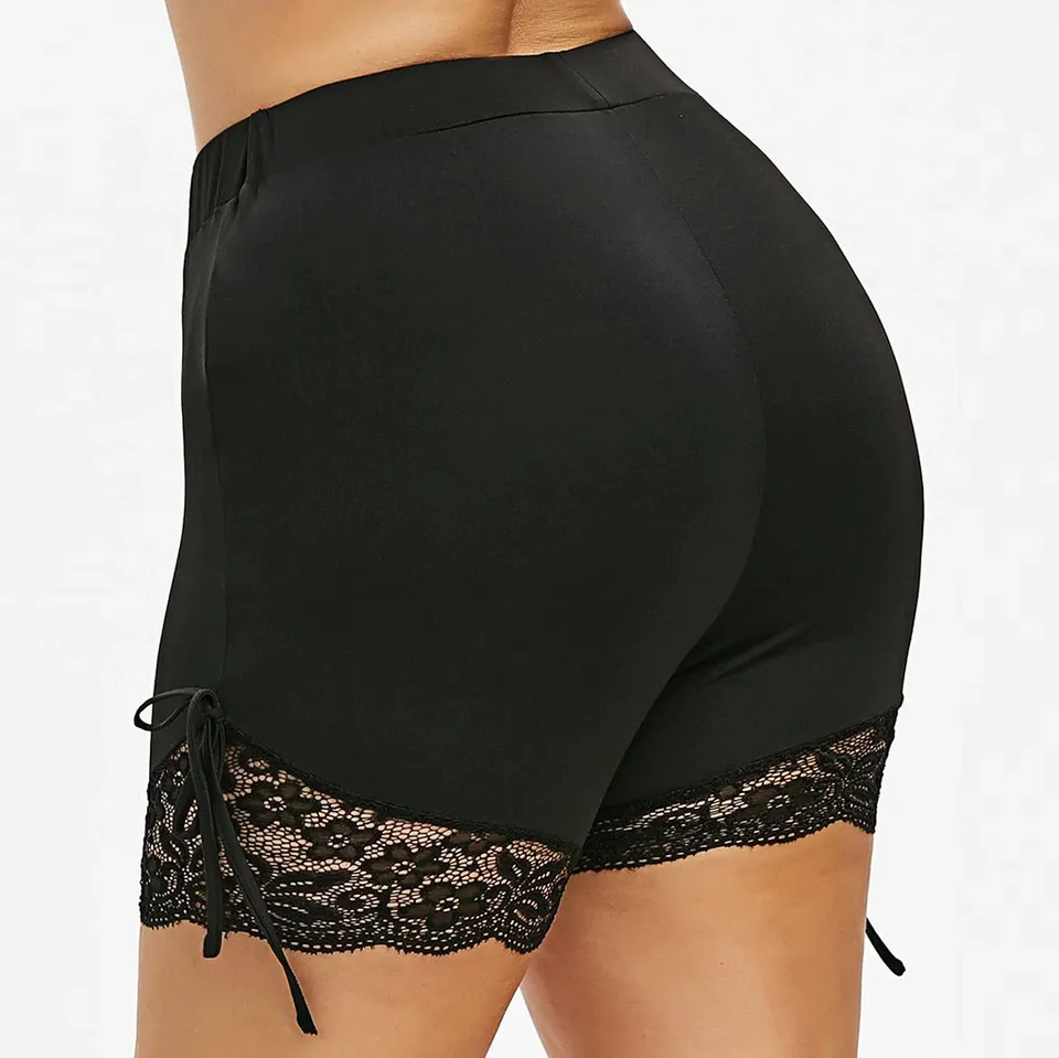 plus size bike shorts with lace