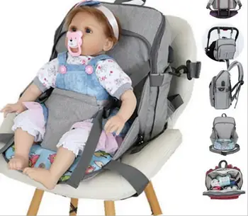 

5pcs Fixed chair fashion mummy maternity baby nappy bag backpack usb waterproof nurse diaper bags baby stroller organizer