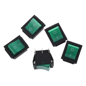 

AC 16A/250V 20A/125V Green Light Illuminated DPDT ON/ON Boat Rocker Switch 5 Pcs