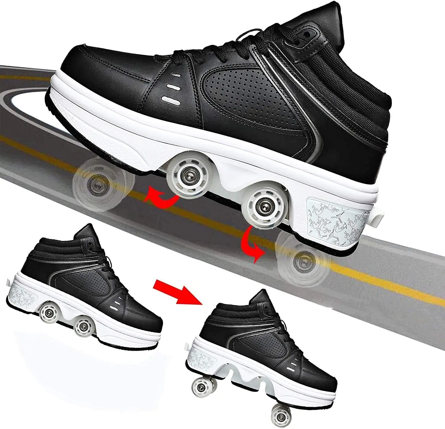 Patins a roulettes, Chaussure de Sport avec Rouleau, Rétractables