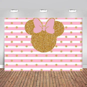 

Stripe Minnie Mouse Birthday Party Backdrop Photography Photoshoot Background for Photo Studio Photophone Background for Camera
