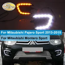 Для Mitsubishi Pajero Sport Montero Sport 2013 дневной ходовой светильник светодиодный DRL противотуманный фонарь для вождения желтый указатель поворота