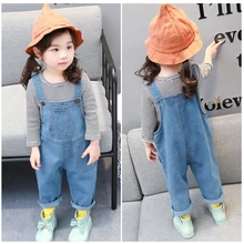 Джинсовые комбинезоны для маленьких мальчиков и девочек; весенние детские синие комбинезоны; повседневные Мягкие джинсовые комбинезоны для девочек; детские длинные брюки