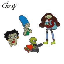 CHSXY 2019 Os Simpsons Marge Lisa Lapela Pin Botão Emblemas Broches Engraçados Dos Desenhos Animados Caráter Criativo Jóias Presente para Amigos(China)