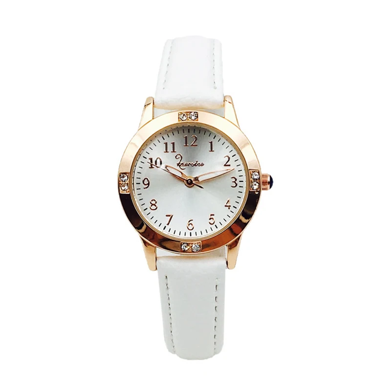 UTHAI CQ22-reloj de cuarzo para niños y niñas, relojes de pulsera de cuero, oro rosa