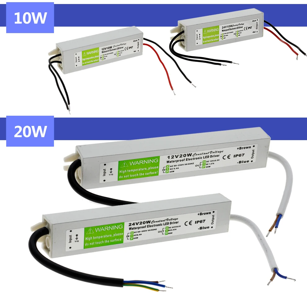 Светодиодный светильник 12 В постоянного тока, 24 В, IP67, водонепроницаемый светильник, трансформатор для наружного освещения, 12 В, источник питания 10 Вт, 20 Вт, 30 Вт, 45 Вт, 60 Вт, 100 Вт, 150 Вт, 200 Вт