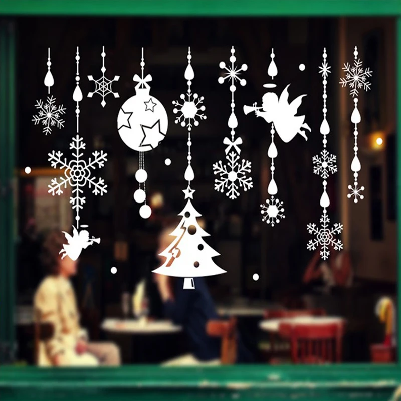 Новогоднее Рождественское украшение, регулируемое окно, стекло, Зеркальная Наклейка, белые снежинки для детской комнаты, Декор, шопокно, плакаты