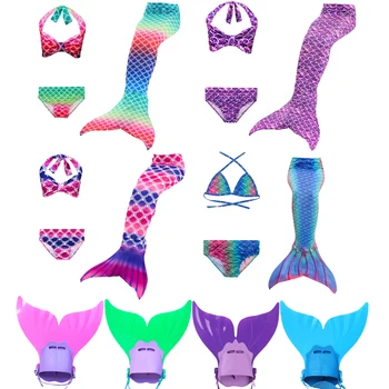 

Fancy Dress Girl Bikini Set Mermaid Tails with Fin Monofin Swim Bathing Suit Girls Princess Swimsuit Holloween Cosplay Costume