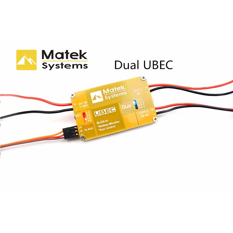 Matek UBEC U4A2P Dualway 4A 5 ~ 12 В встроенный аккумулятор монитор Aux управление для