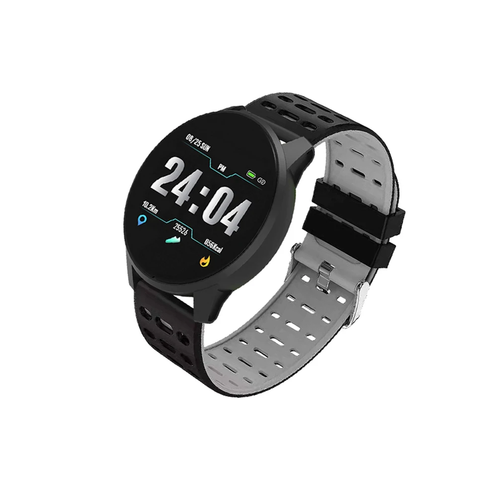 Умные часы Hamswan B2 цветной экран Фитнес Спортивные часы IP67 Водонепроницаемый пульсометр кровяное давление Smartwatch для Ios Android - Цвет: Серый