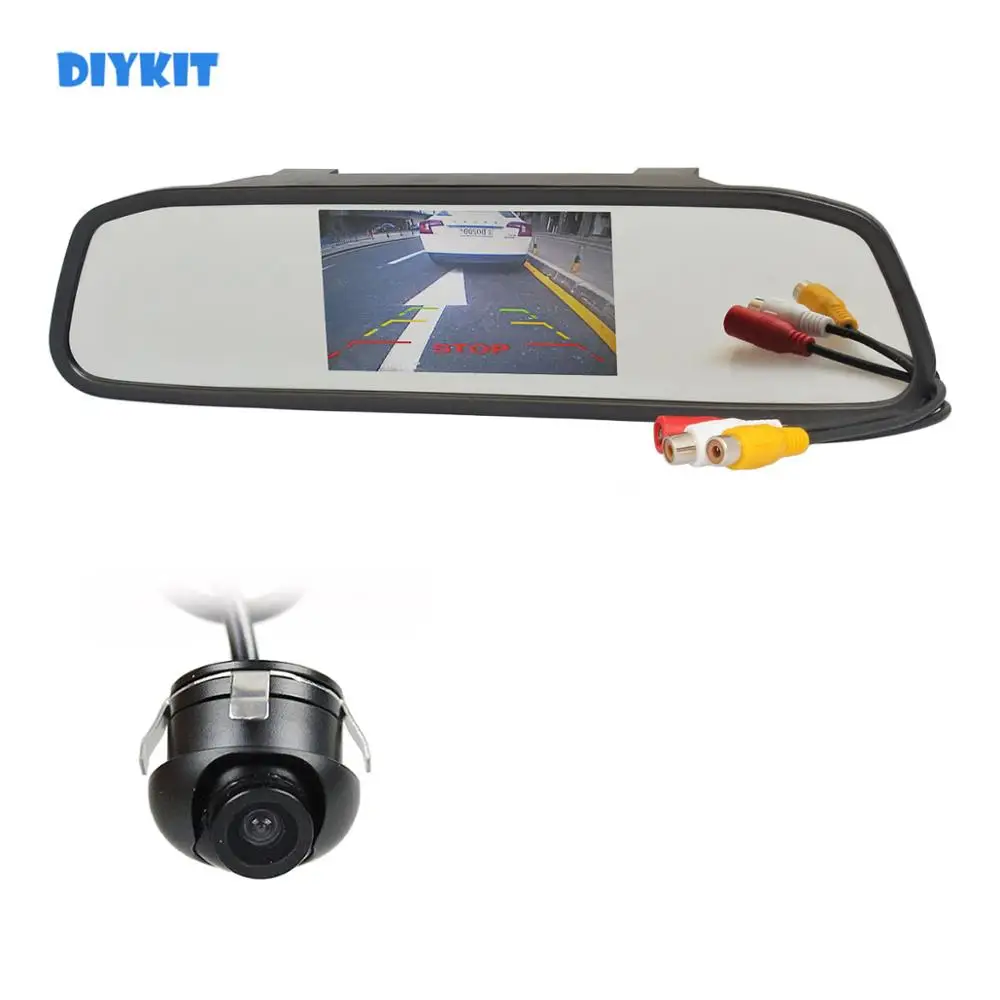 DIYKIT 4 3 дюймов Автомобильный ЖК дисплей зеркало заднего вида монитор + 360 HD камера