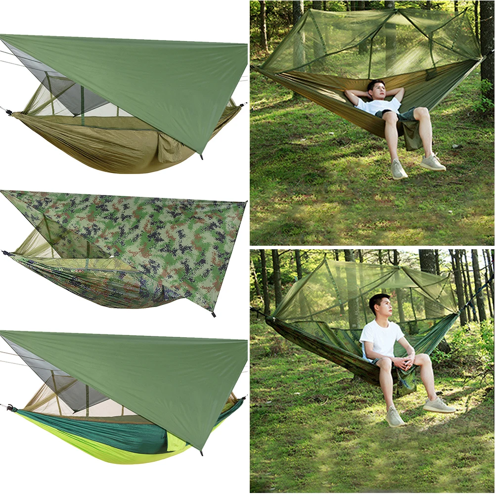 Waterproof Anti-mosquito Sunshade Canopy Awning with Mosquito Net Hammock Set Outdoor Camping Hiking Supplies Dropship