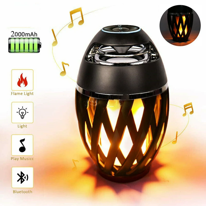 LED Flame Atmosphere Lamp Light Bluetooth Speaker Portable Wireless HD Stereo Speaker With Music Bulb Outdoor Camping Woofer best pc speakers