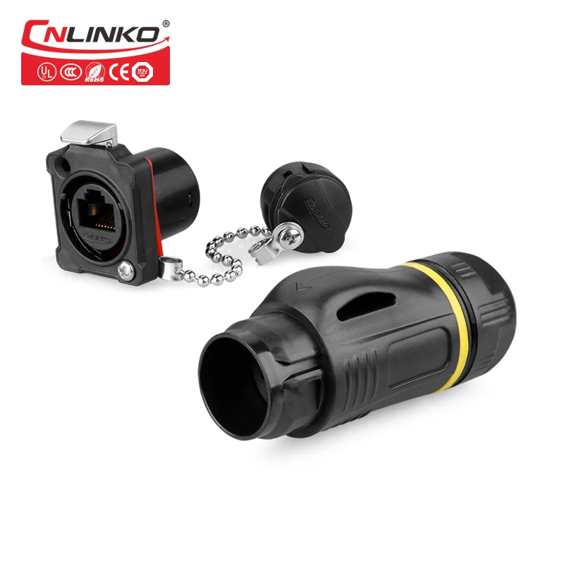 CNLINKO M24 8 контактный пластиковый PBT водонепроницаемый IP67 RJ45 Ethernet разъем
