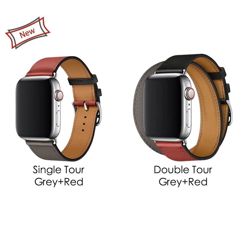 Ремешок из натуральной кожи для Apple Watch Series 5 черный браслет наручных часов iWatch 3 2 40