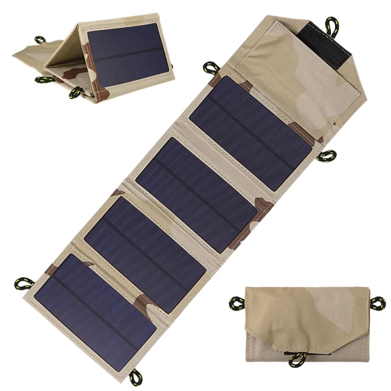 

ABUO-7W Outdoor Collapsible Solar Charger Portable Solar Panel Waterproof Usb Output Power Pack Suitable For Outdoor Mobile Phon