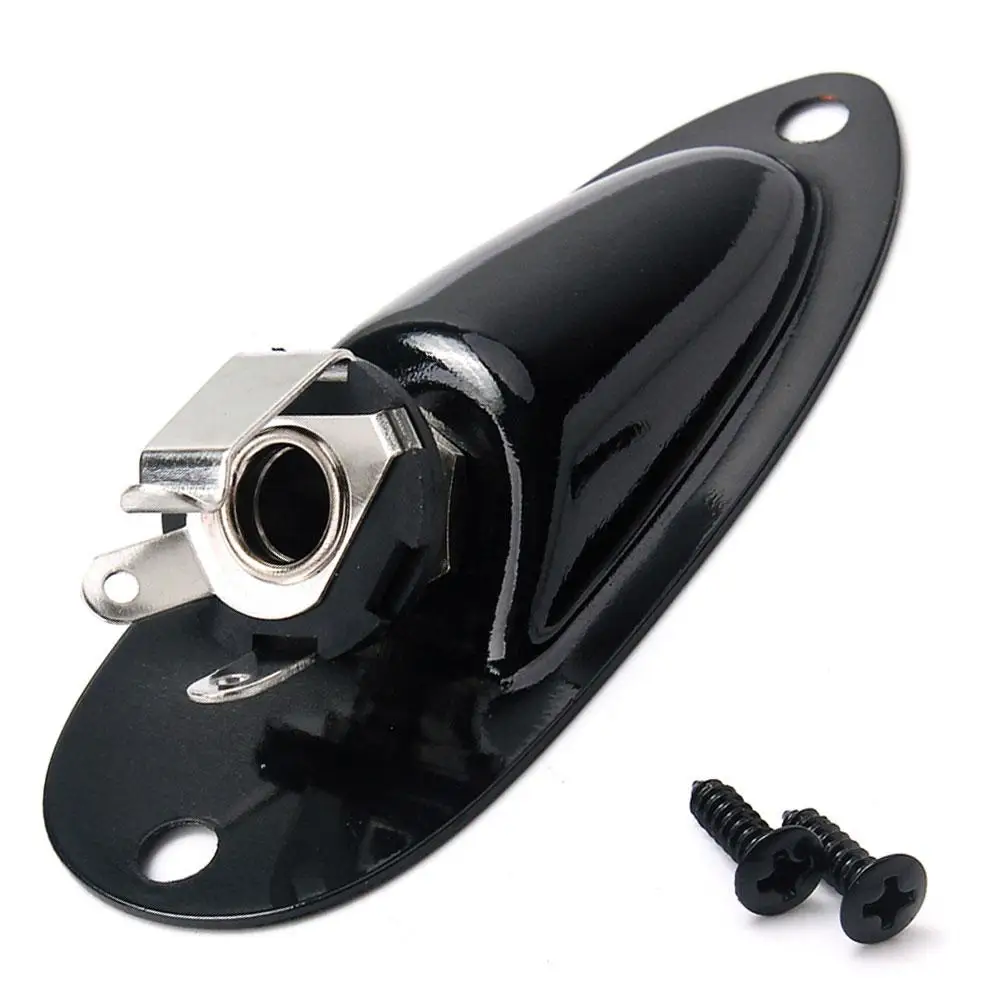 

Black Boat Style 1/4" 6.35mm Guitar Pickup Output Input Jack Plug Socket for Fender Strat Electric Guitar