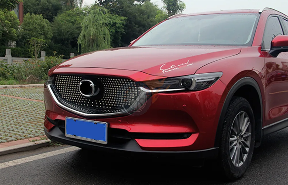 Черный ABS Алмазный Стиль гриль для Mazda CX-5 CX5- внешняя гоночная Решетка переднего бампера капот автомобиля стиль гриль