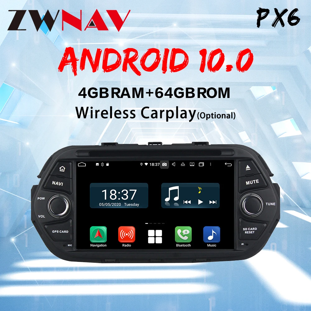 

ZWNAV Android 10 For FIAT EGEA TIPO 2015-2017 Dodge Neon 2015-2018 GPS Navigation Multimedia Player DVD IPS 7" 1Din Auto Radio