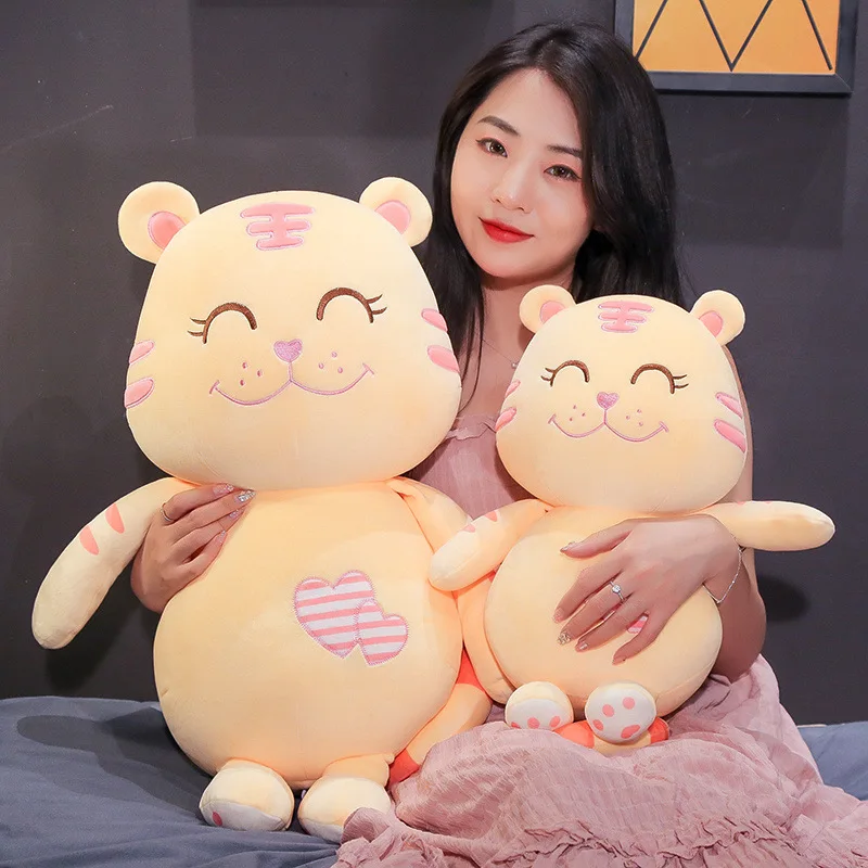 Hot New 1pc 45/55/65cm Happy Tiger Plush Toys Soft Stuffed Animals Doll Sleeping Pillow Children Kids Birthday Gifts